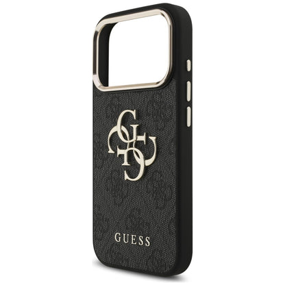 Case for Apple iPhone 18 Pro Max / 17 Pro Max, Guess, 4G Classic Logo with Strap, Black Gold
