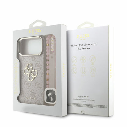 Case for Apple iPhone 18 Pro Max / 17 Pro Max, Guess, 4G Classic Logo with Strap, Pink Gold