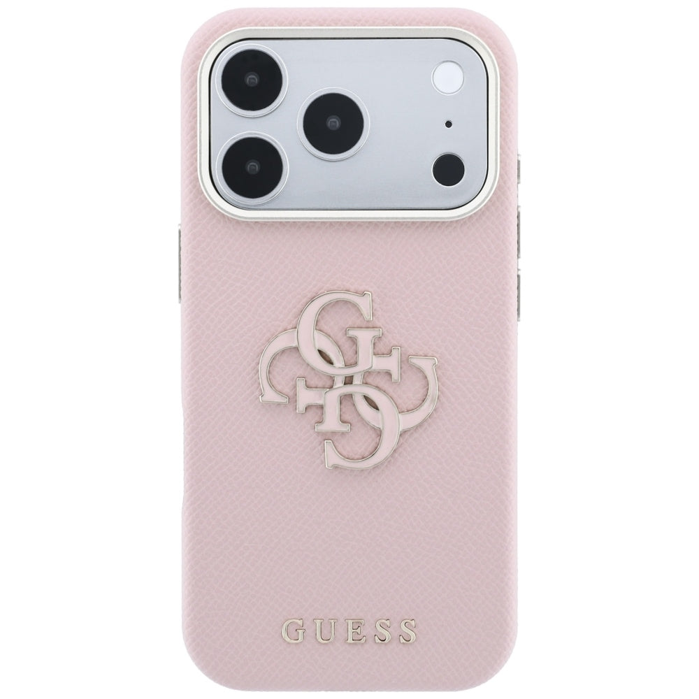 Case for Apple iPhone 18 Pro Max / 17 Pro Max, Guess, Grained Big Resin Logo, Pink