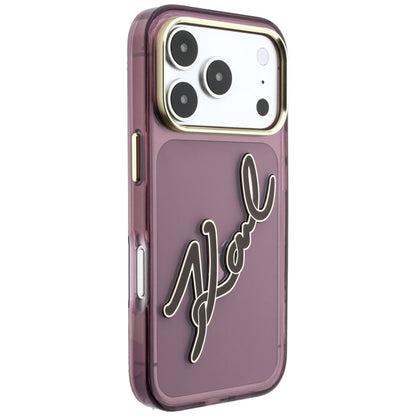 Case for Apple iPhone 18 Pro Max / 17 Pro Max, Karl Lagerfeld, IML Big Signature Resin Logo Metal Frame, Burgundy