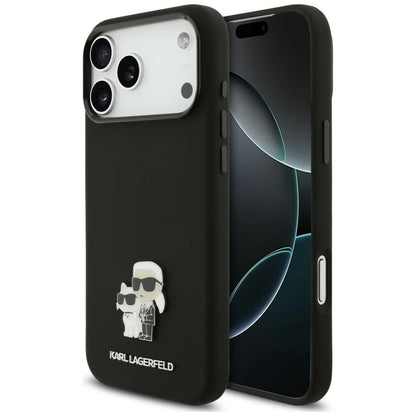 Case for Apple iPhone 18 Pro Max / 17 Pro Max, Karl Lagerfeld, Karl & Choupette Metal Pin, Black