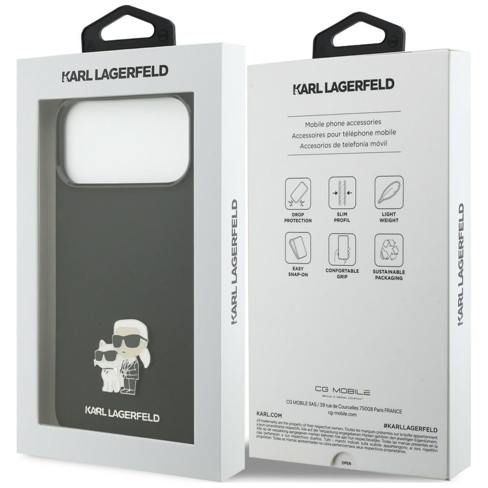 Case for Apple iPhone 18 Pro Max / 17 Pro Max, Karl Lagerfeld, Karl & Choupette Metal Pin, Black