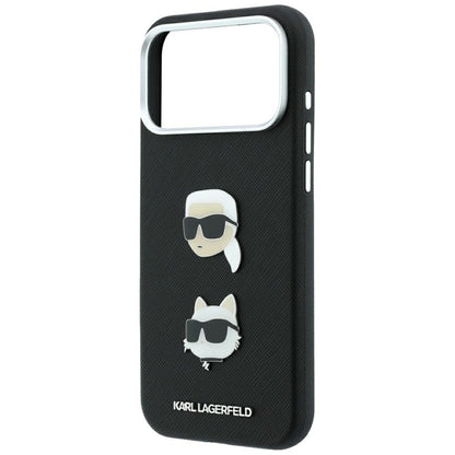 Case for Apple iPhone 18 Pro Max / 17 Pro Max, Karl Lagerfeld, Saffiano with Karl & Choupette Head's Pin and Logo, Black
