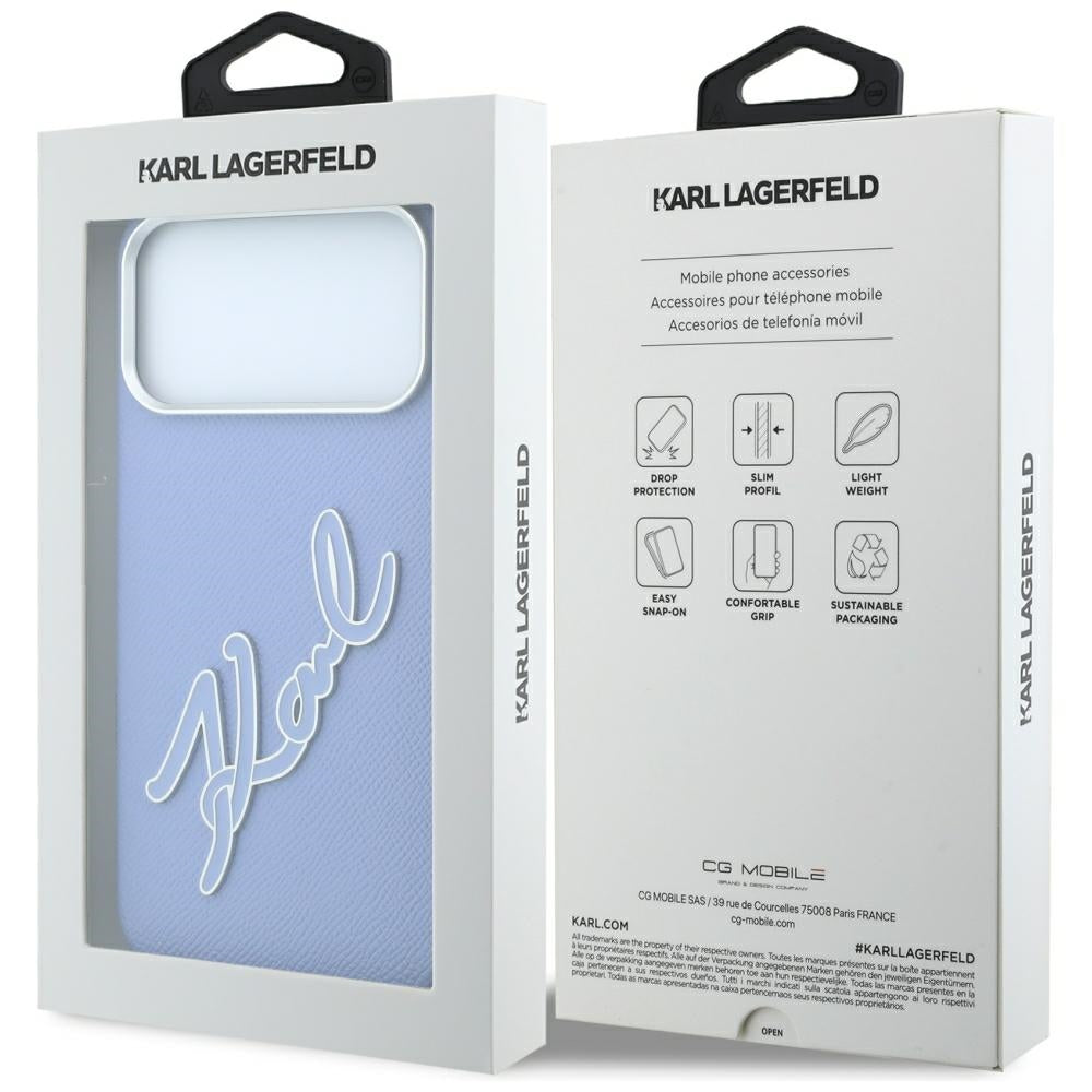 Case for Apple iPhone 18 Pro Max / 17 Pro Max, Karl Lagerfeld, Smooth Big Resin Signature Logo, Blue