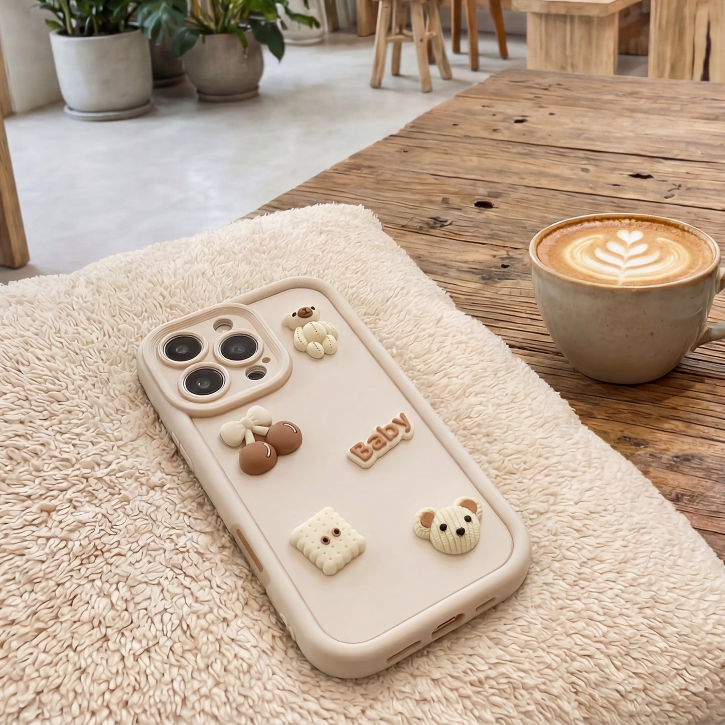Case for Apple iPhone 12, OEM, Ultra Trendy 3D Bear, Beige