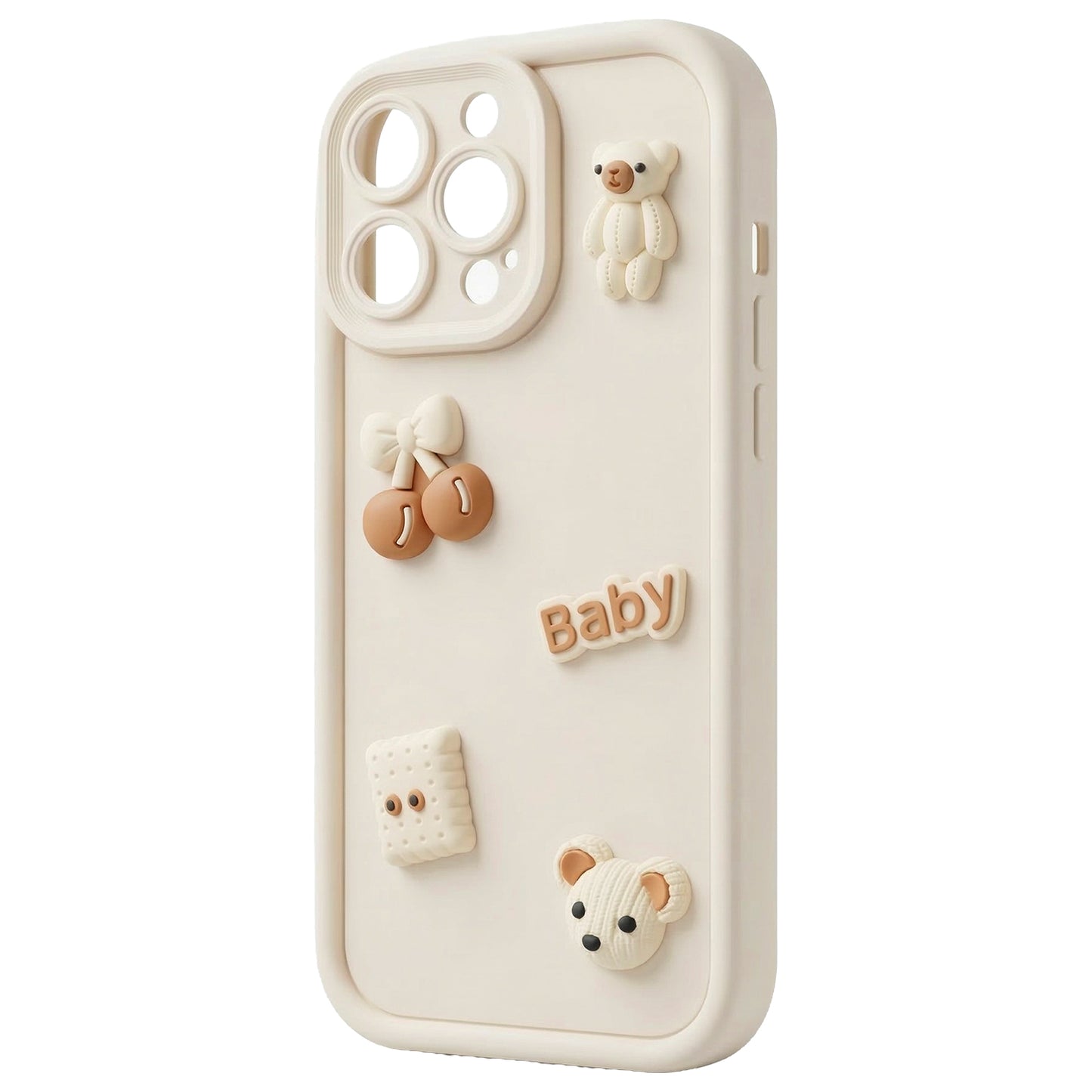 Case for Apple iPhone 15, OEM, Ultra Trendy 3D Bear, Beige
