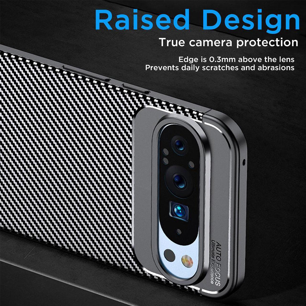 Case for Google Pixel 9 Pro, Techsuit, CarbonFiber, Black