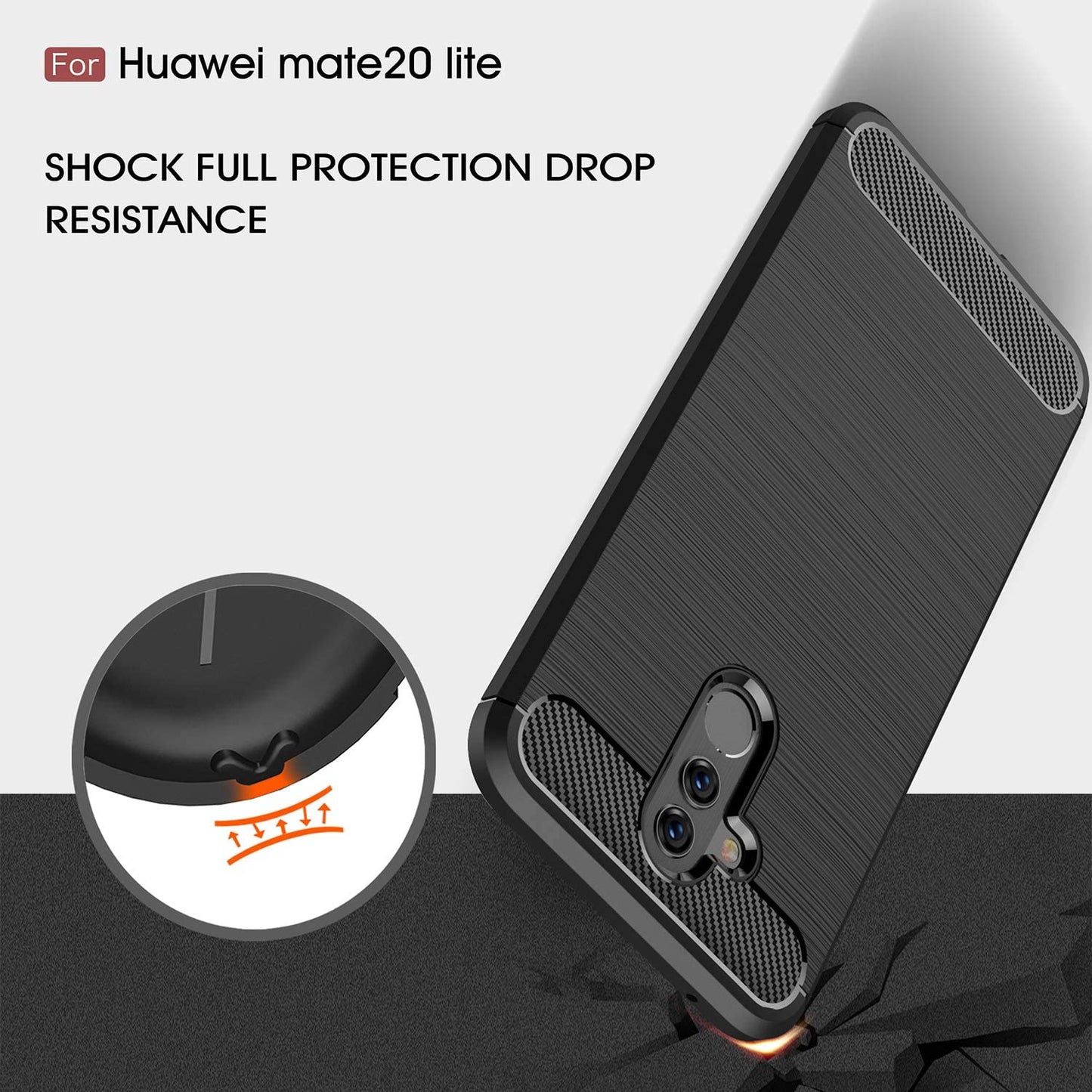 Case for Huawei Mate 20 Lite, Techsuit, Carbon, Black