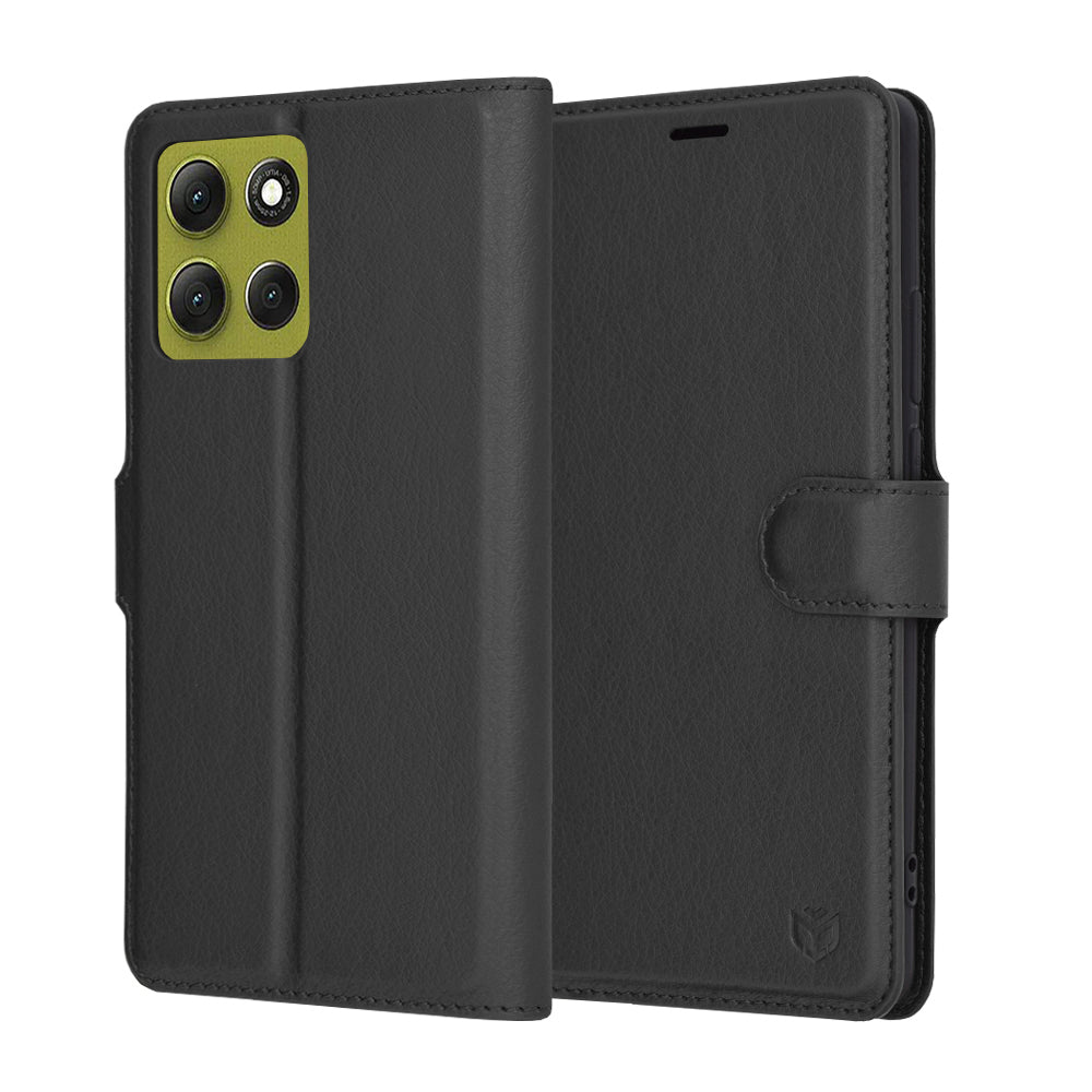 Case for Motorola Moto G86, Techsuit, Leather Folio, Black