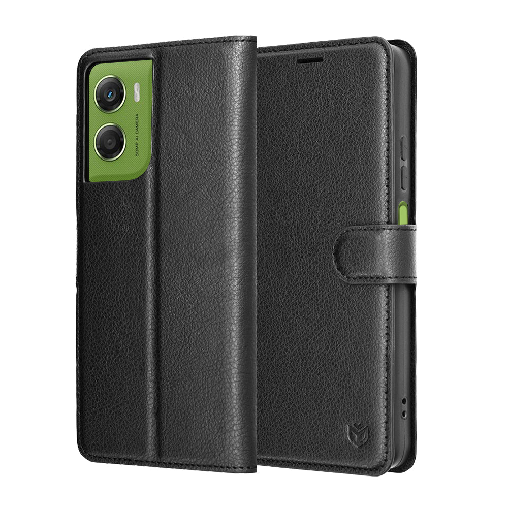 Case for Motorola Moto G06, Techsuit, Leather Folio, Black