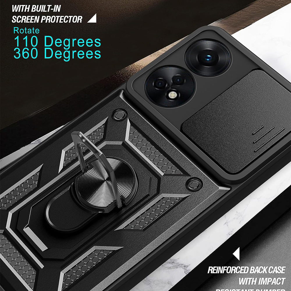 Case for Oppo A98, Techsuit, CamShield, Black