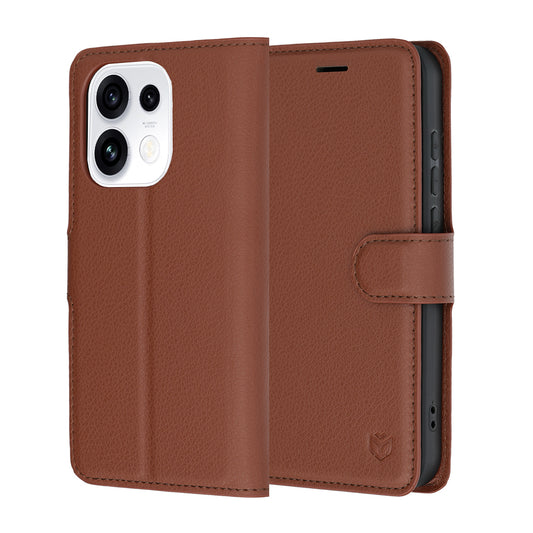 Case for Oppo Reno16 Pro, Techsuit, Leather Folio, Brown