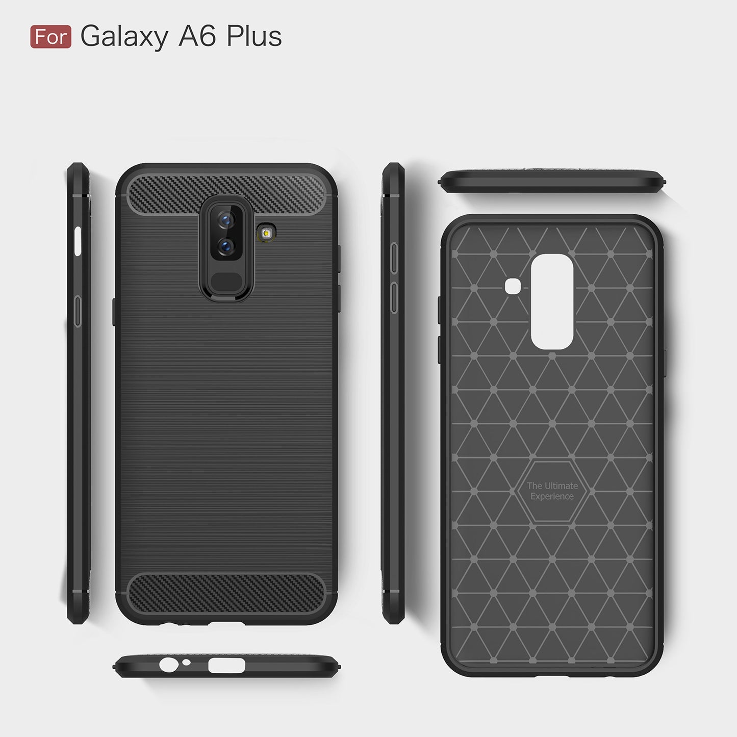 Case for Samsung Galaxy A6 Plus (2018) A605, Techsuit, Carbon, Black