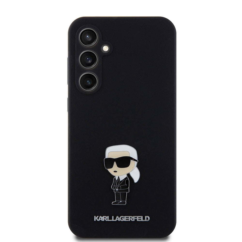 Case for Samsung Galaxy S23 FE S711, Karl Lagerfeld, Silicone Ikonik Karl Metal, Black