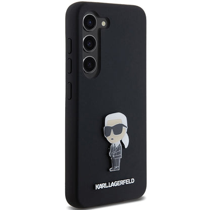 Case for Samsung Galaxy S23+ S916, Karl Lagerfeld, Silicone Ikonik Karl Metal, Black