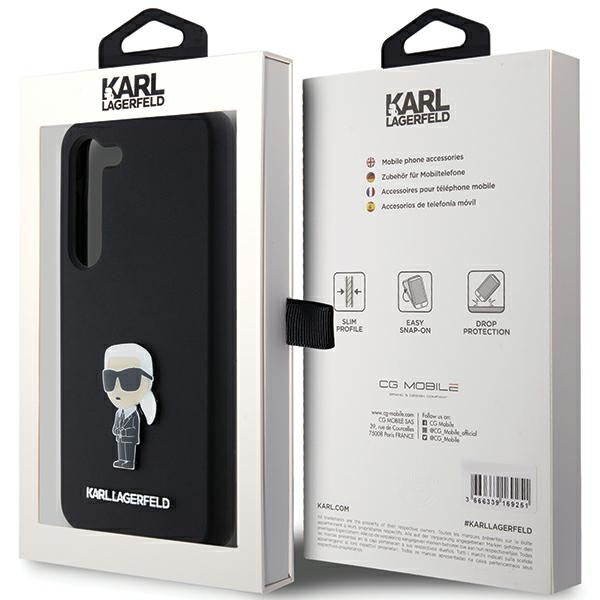 Case for Samsung Galaxy S23+ S916, Karl Lagerfeld, Silicone Ikonik Karl Metal, Black