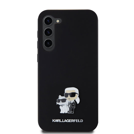 Case for Samsung Galaxy S23+ S916, Karl Lagerfeld, Silicone Karl & Choupette Metal, Black