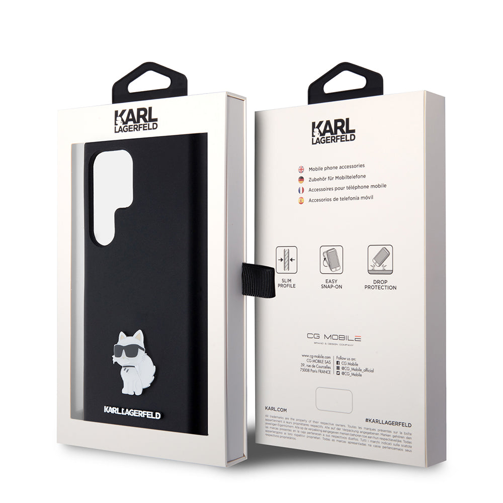 Case for Samsung Galaxy S23 Ultra S918, Karl Lagerfeld, Silicone Choupette, Black