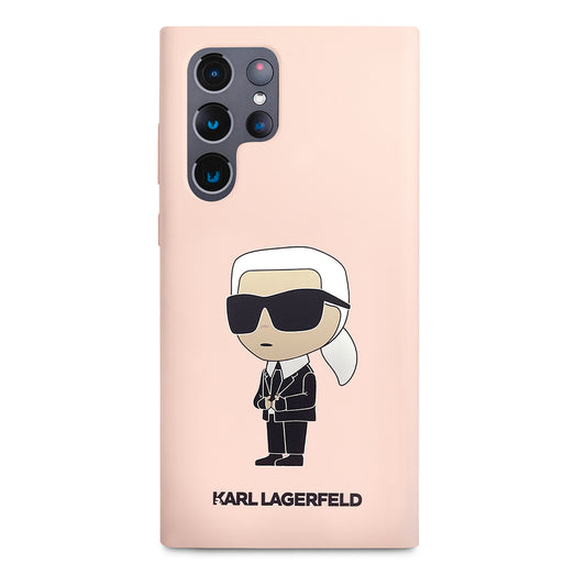 Case for Samsung Galaxy S23 Ultra S918, Karl Lagerfeld, Ikonik Karl Silicone, Pink