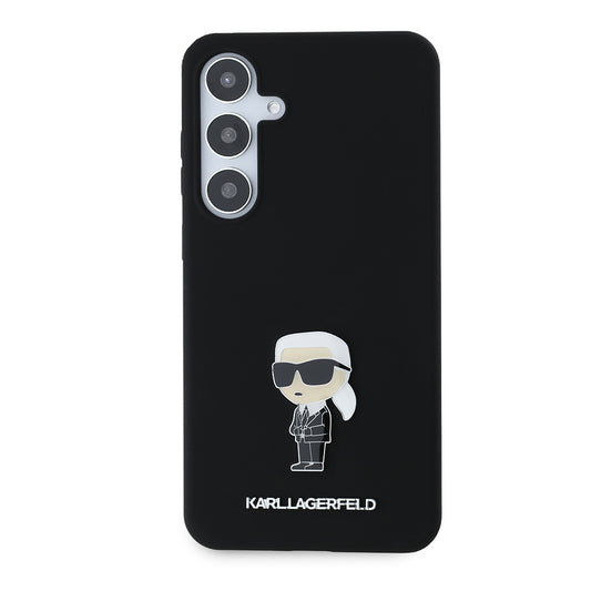 Case for Samsung Galaxy S24+ S926, Karl Lagerfeld, Silicone Ikonik Karl Metal, Black