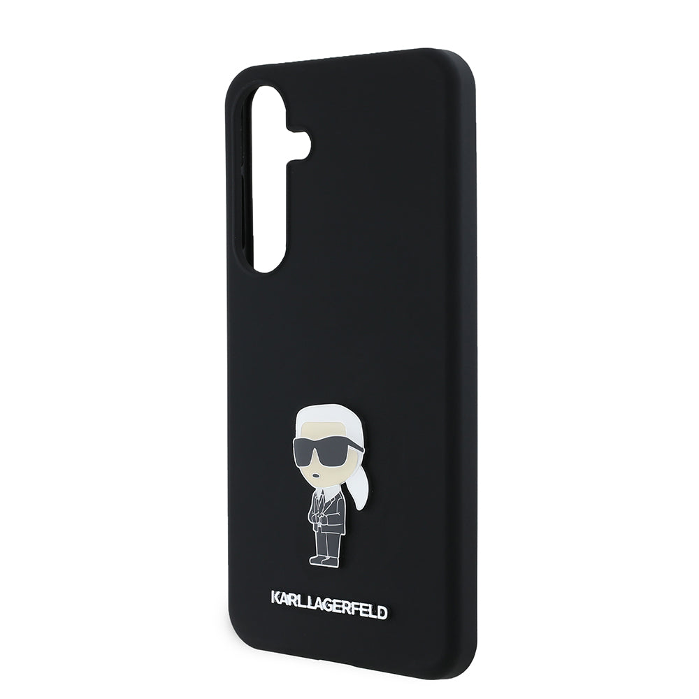 Case for Samsung Galaxy S24+ S926, Karl Lagerfeld, Silicone Ikonik Karl Metal, Black