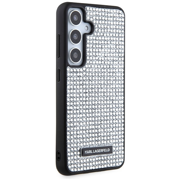Case for Samsung Galaxy S24 S921, Karl Lagerfeld, Rhinestone Metal Plate, Silver