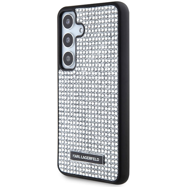 Case for Samsung Galaxy S24 S921, Karl Lagerfeld, Rhinestone Metal Plate, Silver