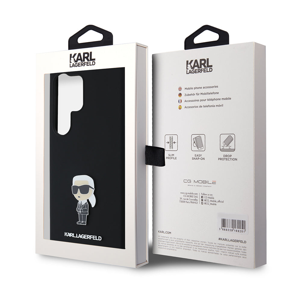 Case for Samsung Galaxy S24 Ultra S928, Karl Lagerfeld, Ikonik Karl Silicone, Black