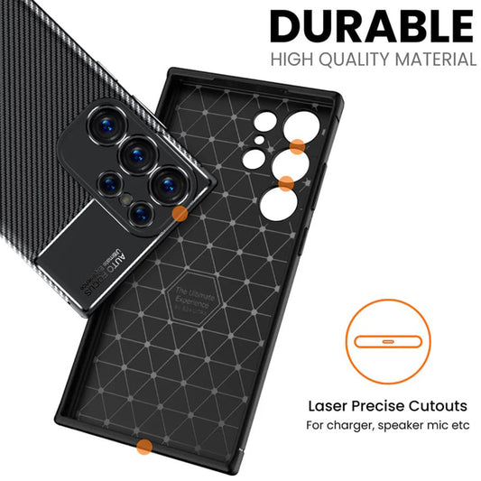 Case for Samsung Galaxy S24 Ultra S928, Techsuit, CarbonFiber, Black