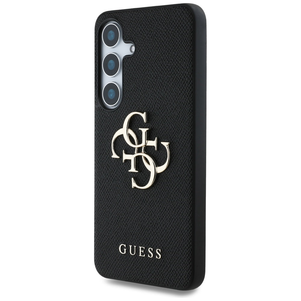 Case for Samsung Galaxy S25+ S936, Guess, 4G Grained Big and Classic Logo, Black