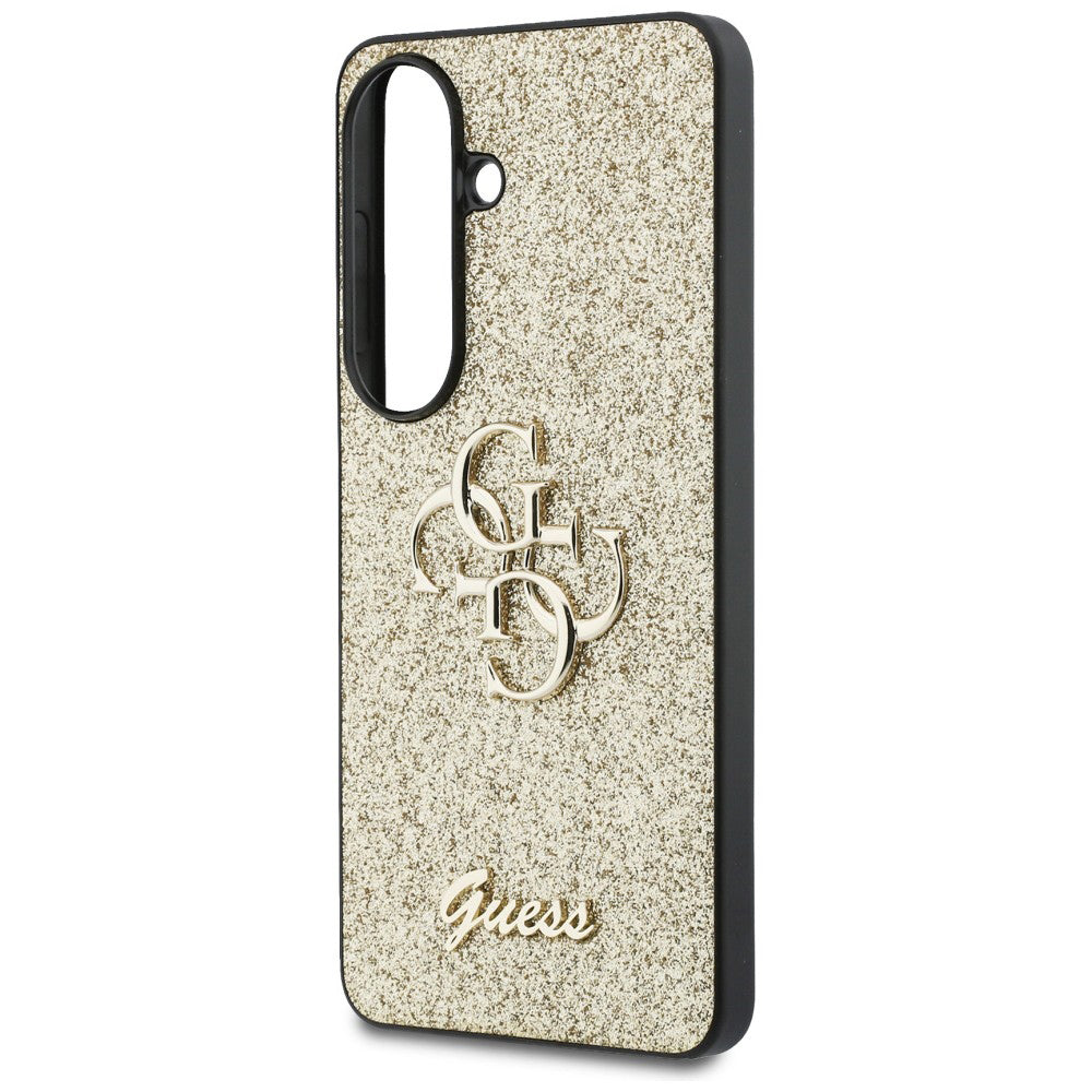 Case for Samsung Galaxy S26 S942, Guess, Fixed Glitter Big 4G Metal Frame, Gold