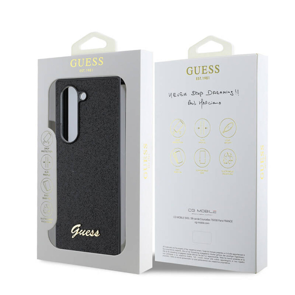 Case for Samsung Galaxy Z Fold6 F956, Guess, Glitter Script, Black