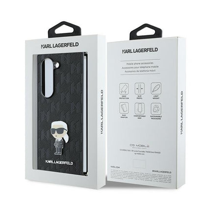 Case for Samsung Galaxy Z Fold6 F956, Karl Lagerfeld, Saffiano Monogram Ikonik, Black