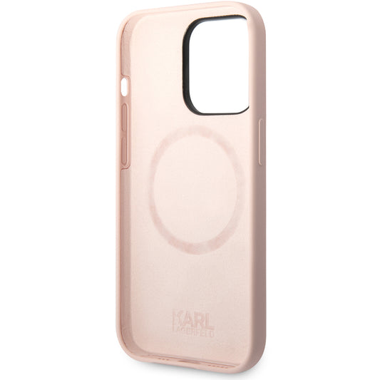 MagSafe Case for Apple iPhone 14 Pro Max, Karl Lagerfeld, Silicone Body Karl & Choupette, Pink