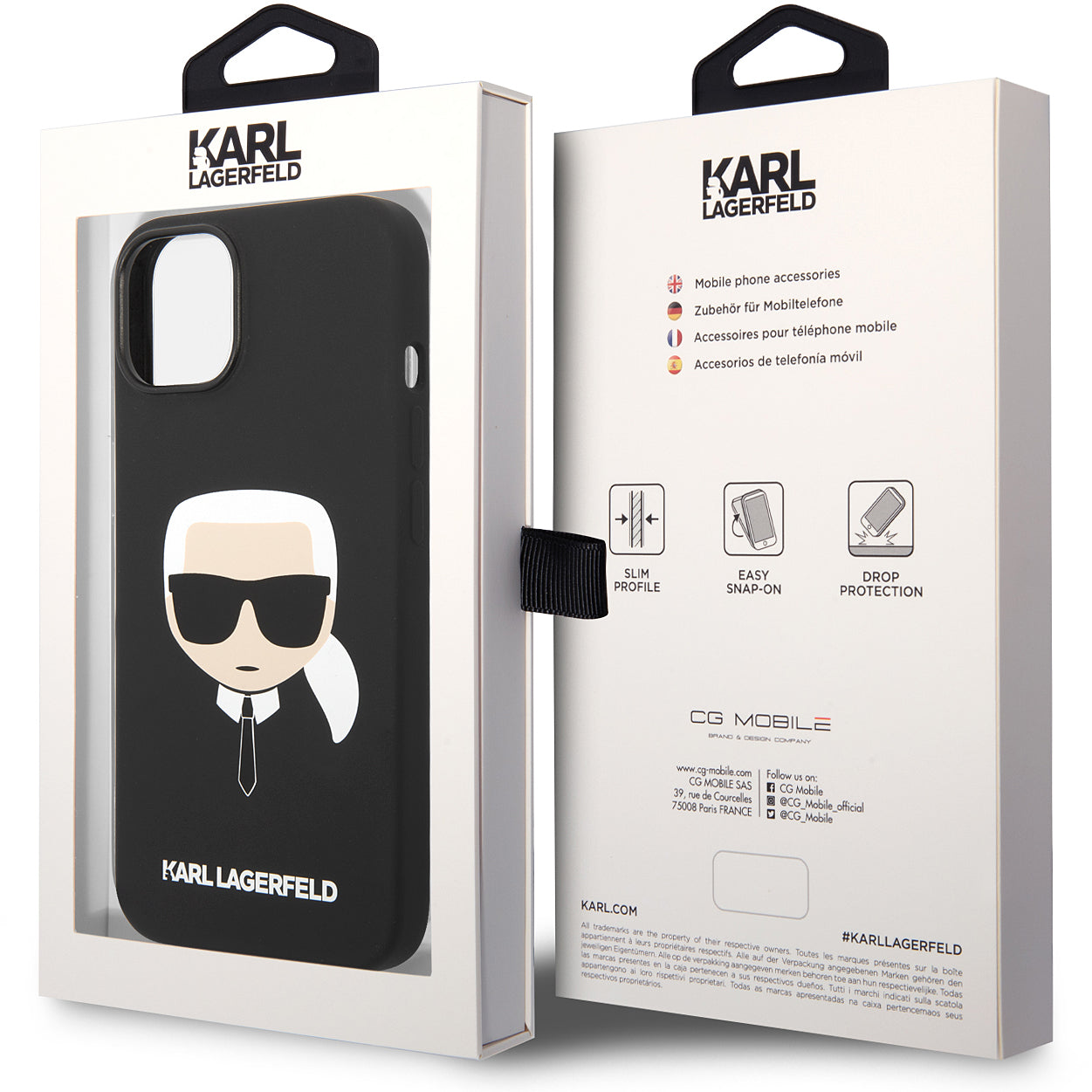 Case for Apple iPhone 14 Plus, Karl Lagerfeld, Silicone Karl's Head, Black