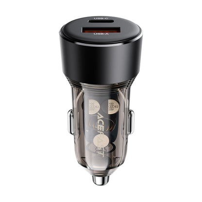 Acefast B12 Car Charger, 60W, 3A, 1 x USB-A - 1 x USB-C, Black