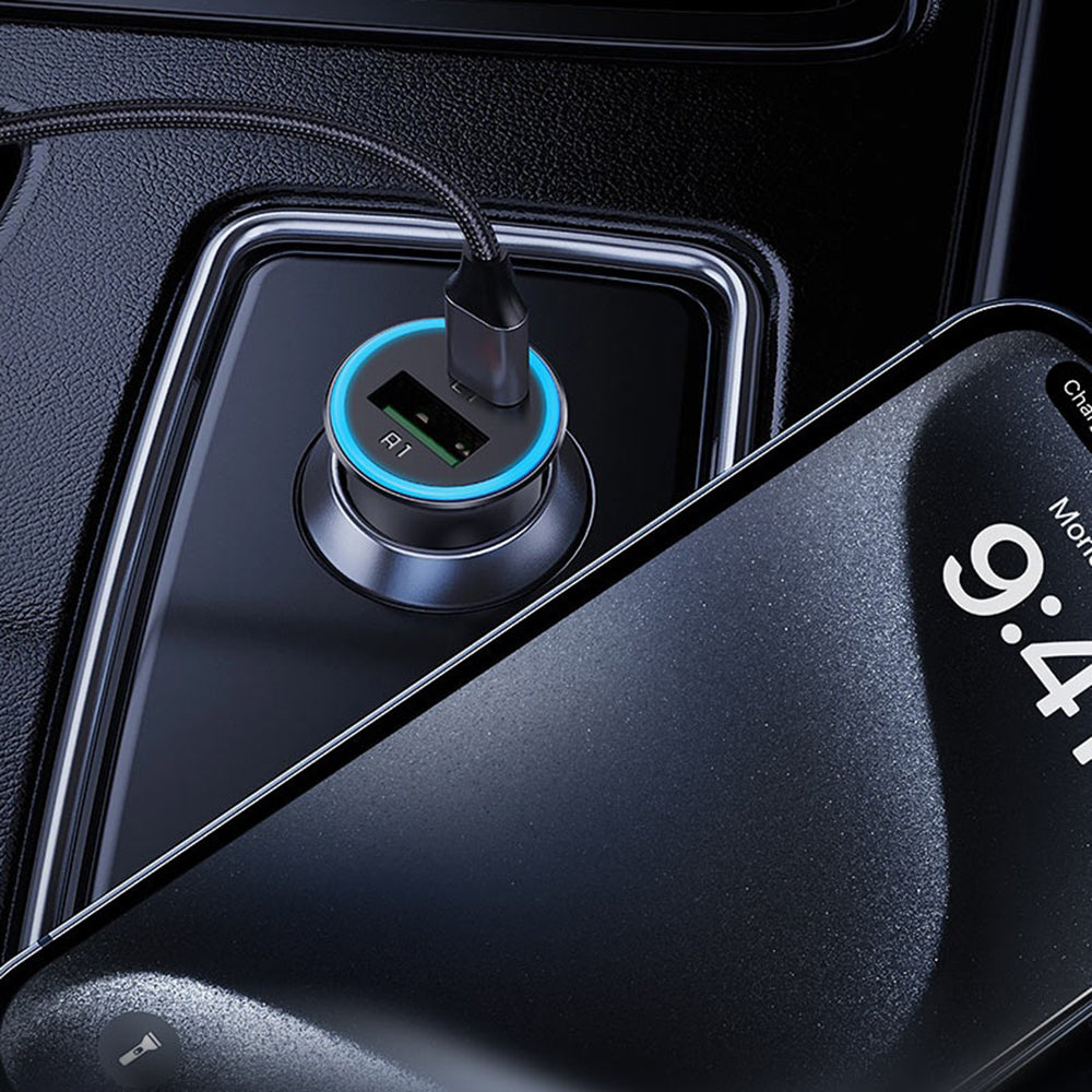 Acefast B16 Car Charger, 95W, 3.25A, 1 x USB-A - 1 x USB-C, Gray