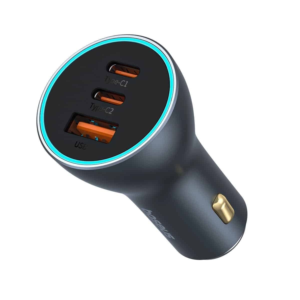 Baseus Golden Contactor Pro Car Charger, 65W, 3A, 1 x USB-A - 2 x USB-C, Gray C00035202841-00