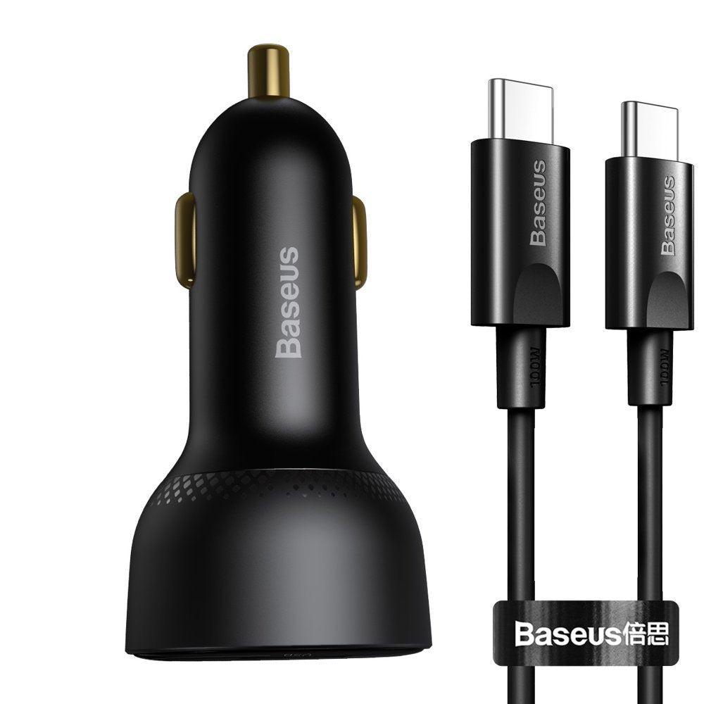 Baseus Superme Car Charger with USB-C Cable, 100W, 5A, 1 x USB-A - 1 x USB-C, Black TZCCZX-01