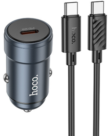 Car Charger With USB-C Cable HOCO Z57, 30W, 3A, 1 x USB-C, Gray