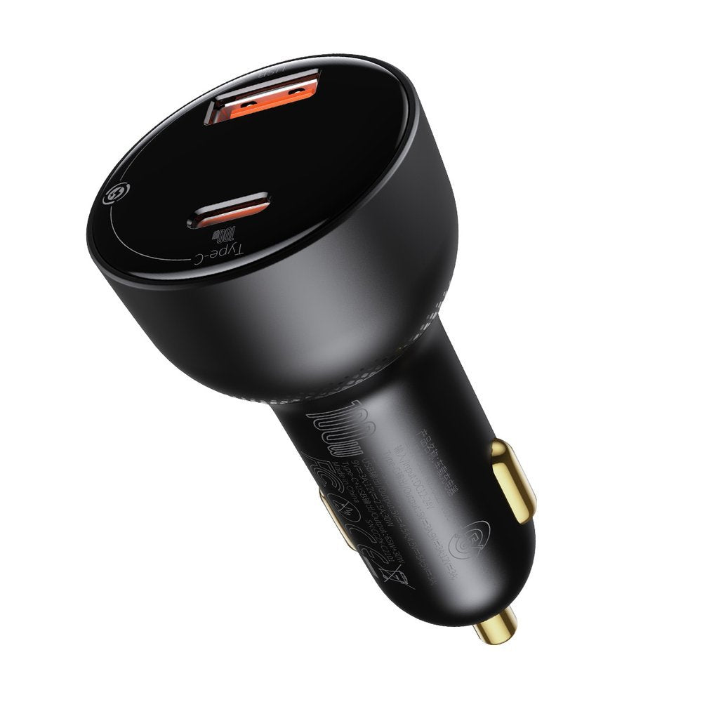 Baseus Superme Car Charger with USB-C Cable, 100W, 5A, 1 x USB-A - 1 x USB-C, Black TZCCZX-01