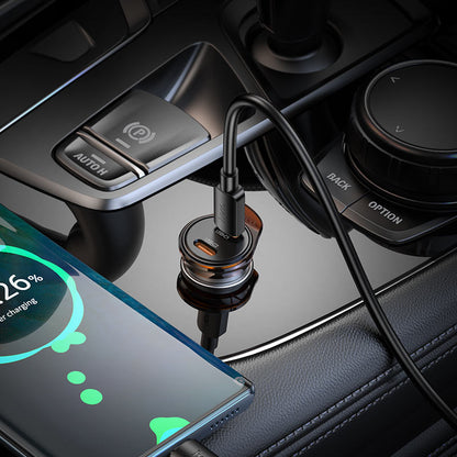 Car Charger with Lightning Cable HOCO NZ16B, 45W, 3A, 2 x USB-C, Grey