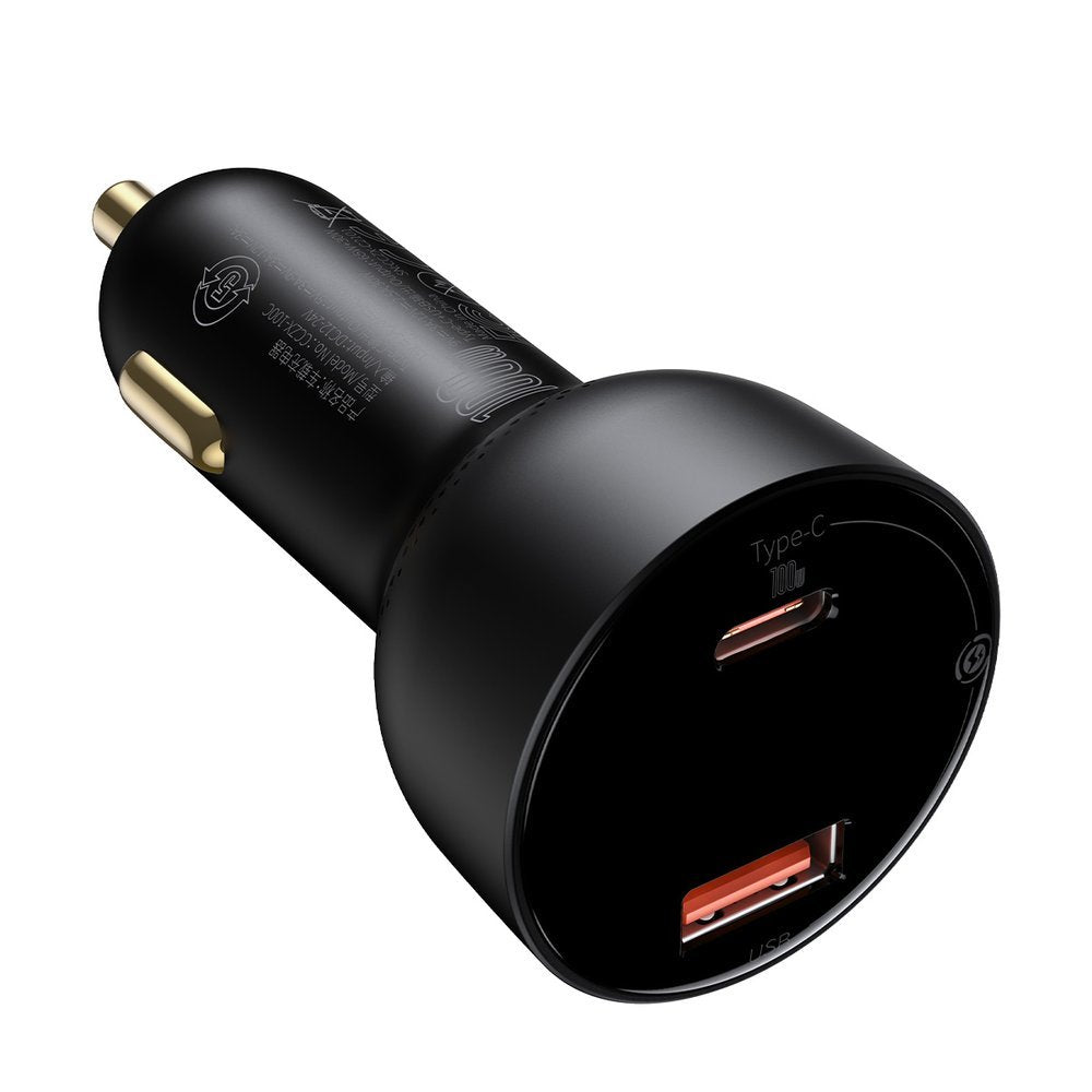 Baseus Superme Car Charger with USB-C Cable, 100W, 5A, 1 x USB-A - 1 x USB-C, Black TZCCZX-01