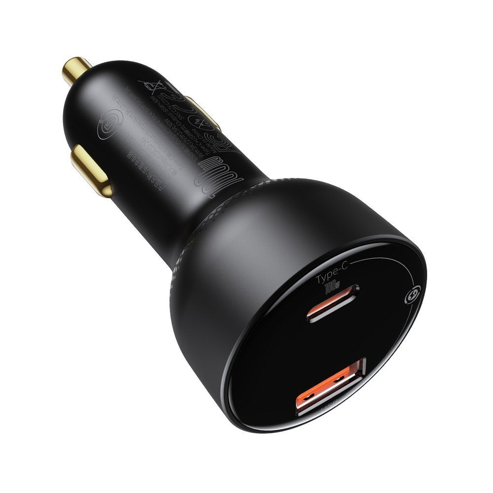 Baseus Superme Car Charger with USB-C Cable, 100W, 5A, 1 x USB-A - 1 x USB-C, Black TZCCZX-01