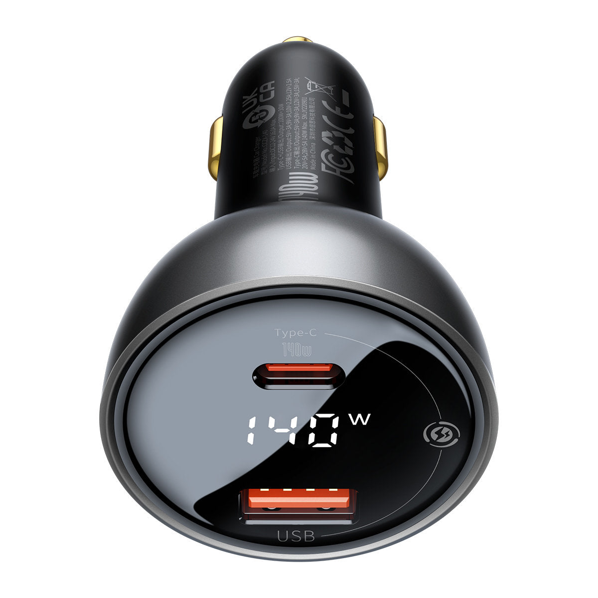 Baseus Car Charger with USB-C Cable, 140W, 5A, 1 x USB-A - 1 x USB-C, Black CGZX070001