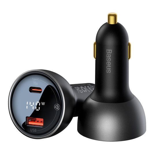 Baseus Car Charger with USB-C Cable, 140W, 5A, 1 x USB-A - 1 x USB-C, Black CGZX070001