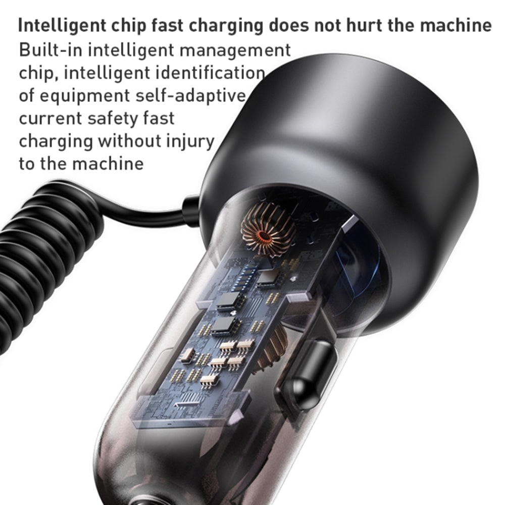 Car Charger with USB-C / Lightning Cable Yesido Y58 Display, 60W, 3A, 1 x USB-A - 1 x USB-C, Gray