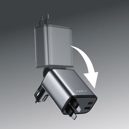 Lisen Car Charger with USB-C / Lightning Cable, 69W, 3A, 1 x USB-A - 1 x USB-C, Black YL0224040031