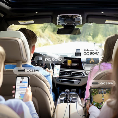 Car Charger with USB-C / Lightning Lisen Display, 96W, 3A, 1 x USB-A - 1 x USB-C, Black YL0224080017