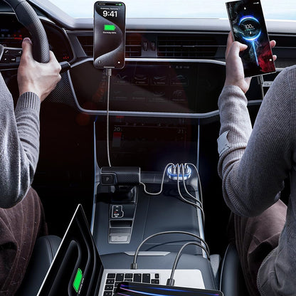 Lisen Car Charger with USB-C Cable, 101W, 3.25A, 1 x USB-A - 3 x USB-C, Black YL0223120021